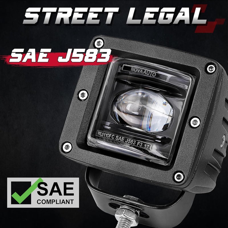 OFFROADTOWN LED Pods, 2pcs 3'' SAE Fog Lights Off road Driving lights Waterproof Square LED Cubes Work Light for Truck Motorcycle ATV UTV Boat - Image 3